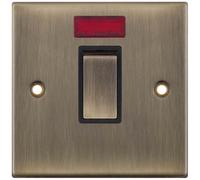 Selectric DSL617 5M 1 Gang 45A DP Switch with Neon - Antique Brass, Black Insert