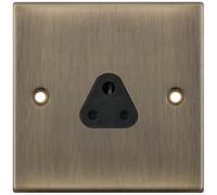 Selectric DSL625 5M 1 Gang 2A Unswitched Round Pin Socket Outlet with Shutters - Antique Brass, Black Insert
