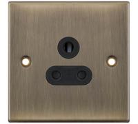 Selectric DSL626 5M 1 Gang 5A Unswitched Round Pin Socket Outlet with Shutters - Antique Brass, Black Insert