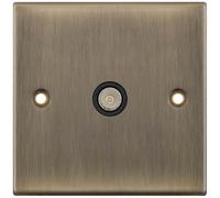 Selectric DSL633 5M 1 Gang Coaxial TV Socket - Antique Brass, Black Insert