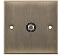 Selectric DSL635 5M 1 Gang F-Type Satellite Socket - Antique Brass, Black Insert