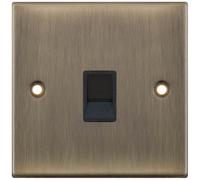 Selectric DSL640 5M 1 Gang RJ45 Data Socket - Antique Brass, Black Insert