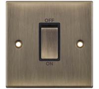 Selectric DSL647 5M 1 Gang 45A DP Switch - Antique Brass, Black Insert