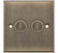 Selectric DSL665 5M 2 Gang 2 Way 5-100W LED Dimmer Switch - Antique Brass