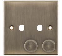 Selectric DSL671 5M 2 Gang Empty Dimmer Plate with Knobs - Antique Brass