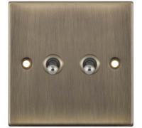 Selectric DSL675 5M 2 Gang 2 Way 10A Toggle Switch - Antique Brass