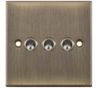 Selectric DSL676 5M 3 Gang 2 Way 10A Toggle Switch - Antique Brass