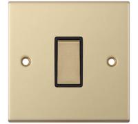 Selectric DSL801 5M 1 Gang 2 Way 10AX Plate Switch - Satin Brass, Black Insert