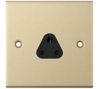 Selectric DSL825 5M 1 Gang 2A Unswitched Round Pin Socket Outlet with Shutters - Satin Brass, Black Insert