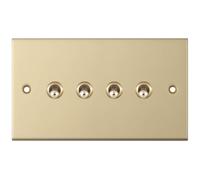 Selectric DSL877 5M 4 Gang 2 Way 10A Toggle Switch - Satin Brass