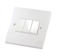 Selectric LG203 Triple White Light Switch (3 Gang, 2 Way, 8.5cm Square, 10 Amp)
