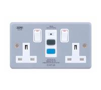 Selectric LG9098MB-RCD Metalclad Surface 2 Gang Switch Socket 13 Amp (Passive/Latching)