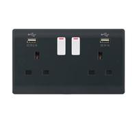 Selectric Part M13 Amp Switched Socket - 1 x USB Type A (2.1A / 1A) - White Rockers - SSL627