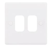 Selectric SGRID360-168 GRID360 Smooth White Moulded 2 Aperture Modular Front Plate