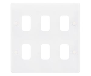 Selectric SGRID360-171 GRID360 Smooth White Moulded 6 Aperture Modular Front Plate