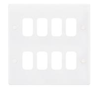 Selectric SGRID360-172 GRID360 Smooth White Moulded 8 Aperture Modular Front Plate