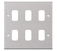 Selectric SGRID360-185 GRID360 7M-PRO 6 Aperture Modular Front Plate - Satin Chrome