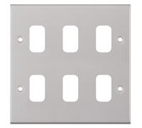 Selectric SGRID360-213 GRID360 5M 6 Aperture Modular Front Plate - Satin Chrome