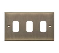 Selectric SGRID360-232 GRID360 5M 3 Aperture Modular Front Plate - Antique Brass