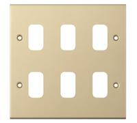 Selectric SGRID360-241 GRID360 5M 6 Aperture Modular Front Plate - Satin Brass