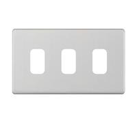 Selectric SGRID360-253 GRID360 5M-PLUS Screwless 3 Aperture Modular Front Plate - Satin Chrome