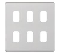 Selectric SGRID360-255 GRID360 5M-PLUS Screwless 6 Aperture Modular Front Plate - Satin Chrome