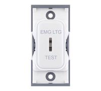 Selectric SGRID360-277 GRID360 20A DP 1 Way Key Switch Module Marked “EMG LTG TEST” - White Plastic, White Insert