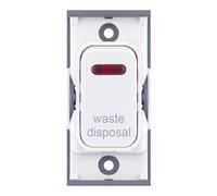 Selectric SGRID360-299 GRID360 20A DP Switch Module with Neon marked "waste disposal" - White Plastic, White Insert