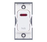 Selectric SGRID360-300 GRID360 20A DP Switch Module with Neon marked "hob" - White Plastic, White Insert