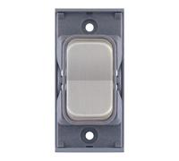 Selectric SGRID360-403 GRID360 20A SP 2 Way Centre Off Retractive Switch Module - Satin Chrome, Grey Insert