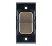 Selectric SGRID360-407 GRID360 20A SP 2 Way Centre Off Retractive Switch Module - Antique Brass, Black Insert