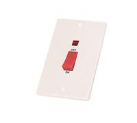 Selectric Soft Edged Cooker Switch Double Pole & Neon 2 Gang 45Amp White