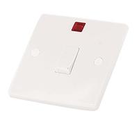 Selectric Soft Edged Switch Double Pole & Neon 1 Gang 20Amp White