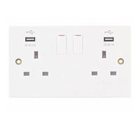 Selectric SQ-USB-3 13A 2 Gang Socket with 2 USB Outlets
