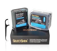 SelectShen™ Automatic Bamboo Charcoal Dental Floss Picks Dispenser & 200-Piece Refill - 288 Total Flossers for Easy, Effective Cleaning and Fresh Oral Care