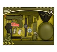 SelectTraders 12-Piece Military Pretend Play Set for Kids - Soldier Dress-Up Kit with Toy Guns, Helmet, Mask, Knife, Grenade, Walkie-Talkie, Dog Tags & Accessories - Safe Plastic, Ages 3+