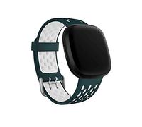 Seleek Replacement Bands Compatible with Fitbit Versa 3 / Versa 4 / Sense/Sense 2, Silicone Adjustable Classic Accessory Wristband Fitness Straps for Women Men（Large，Slate+White）