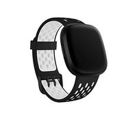 Seleek Replacement Bands Compatible with Fitbit Versa 3 / Versa 4 / Sense/Sense 2, Silicone Adjustable Classic Accessory Fitness Bands for Women Men, Small and Large, black/white, Large, Classic