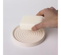 Selegna Diatomite Round Soap Dish & Soap Holder, Quick-Dry Drying Stone Bar Soap Tray with Ripple Pattern, Water-Absorbing Diatomaceous Earth Vanity Tray for Bathroom & Kitchen Countertop