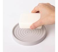 Selegna Diatomite Soap Holder, Circular Design with Ripple Pattern, Absorbent Bath Soap Dish (Light Grey)