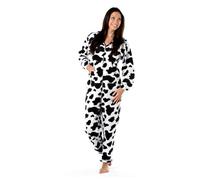 Selena Secret's Ladies Cow, Spot Dog, Animal print onesie with Ears - Colour: Cow, Size: XL/2XL(20-22)
