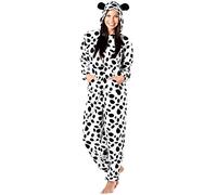 Selena Secret's Ladies Cow, Spot Dog, Animal print onesie with Ears - Colour: Spot Dog, Size: L/XL (16-18)