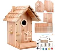 SELENAIRE Wood Bird House Kit, Build it Yourself Birdhouse Kits for Adults to Build,DIY Birdhouse for Outside, Woodworking Adult Crafts, Bird House Kits for Kids Ages 8-12, Large Size (12x8.5x5.5in)
