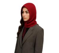 Selence Cashmere Wool Snood Hood - Unisex Cozy Winter Headwear (Red)