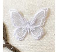 Selene 10PCS Butterfly Style Lace Applique, Organza Butterfly Patch, Bridal sewing lace Appliques for gown, garter, sash, headpieces, veil (White,1.37"x1.77"-(3.5cmx4.5cm))