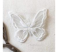 Selene 10PCS Butterfly Style Lace Applique, Organza Butterfly Patch, Bridal sewing lace Appliques for gown, garter, sash, headpieces, veil (Ivory,1.77"x2.16"(4.5cmx5.5cm))