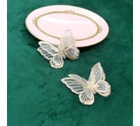 Selene 10PCS Butterfly Style Lace Applique, Organza Butterfly Patch, Bridal sewing lace Appliques for gown, garter, sash, headpieces, veil (Champagne,1.37"x1.77"-(3.5cmx4.5cm))