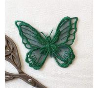 Selene 10PCS Butterfly Style Lace Applique, Organza Butterfly Patch, Bridal sewing lace Appliques for gown, garter, sash, headpieces, veil (Green,1.77"x2.16"(4.5cmx5.5cm))