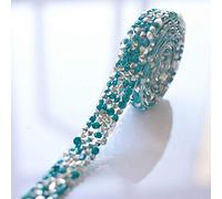 Selene 2 Yards Dazzling Rhinestone Wrap Ribbon Bling Colorful Banding Trims Accent for Shoulder Straps Party Costumes Craft Project making (#12)