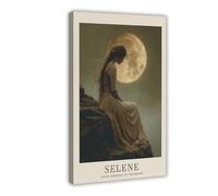 Selene Greek Goddess of The Moon, Printable Wall Art Canvas Poster Bedroom Decor Landscape Office Room Decor Gift 12x18inch(30x45cm)